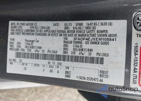 2014 Ford Fiesta Se from USA, damaged, VIN 3FADP4EJXEM105841